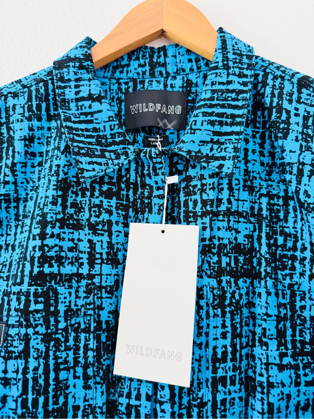 NWT Wildfang Essential Short Sleeve Coverall in Blue Print Black - Picture 5 of 7